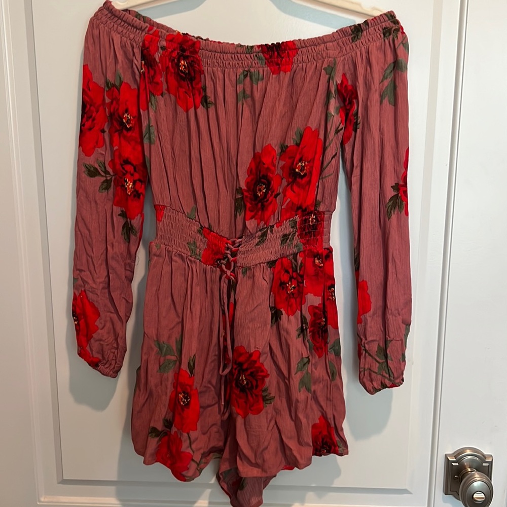 Kendall & Kylie off the shoulder floral romper